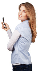 Fototapeta premium Happy beautiful woman with mobile phone