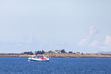 Fototapeta na wymiar Fishing Vessel VIKAFJORD built in 1990,Here passing Brønnøysund,Helgeland coast,Norvay0