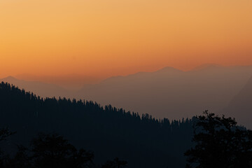 Gradient Orange Sunset Layer Mountain