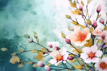 flower background, cherry, watercolor -  Ai