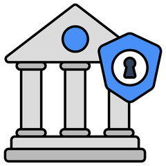 Column building with shield denoting concept of bank security 