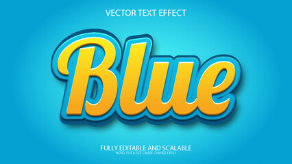 Blue 3D Editable Vector Eps Text Effect Template 