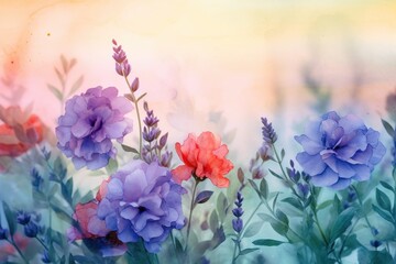 Obraz na płótnie Canvas flower background, watercolor - Ai