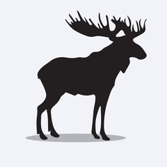 Moose silhouettes and icons. Black flat color simple elegant Moose animal vector and illustration.