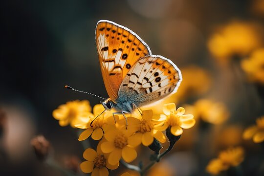 Close up image of a buttrfly on a flower. Generated ai.