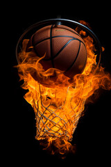 basketball ball in fire. Generative AI