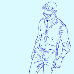 sketch of a person in a shirt vector for illustration card decoration