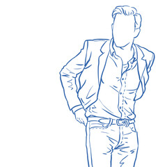 sketch of a man in a shirt vector for card decoration illustration