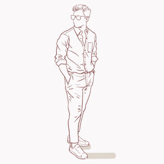 person in a shirt with glasses vector for card illustration background