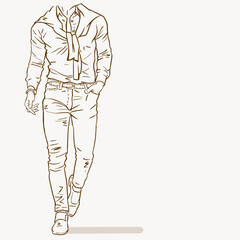 sketch of a person standing vector for card decoration illustration
