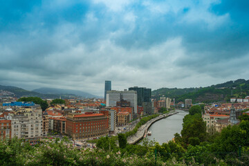 Naklejka na ściany i meble View of the city of Bilbao top view, Basque Country, Spain.