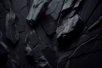 Black marble stone texture background. Illustration. Generative AI

