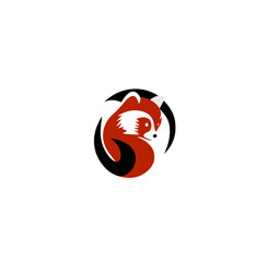 Flat vector illustration of red panda for logos, icons or print © Dav_782