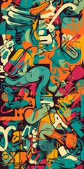 Foto auf Alu-Dibond Oldschool graffiti pattern illustration, Generative AI © PixelPusher