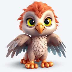 fantasy hippogriff, cute 3d cartoon hippogriff isolated on flat background, Generative AI	

