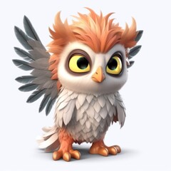 fantasy hippogriff, cute 3d cartoon hippogriff isolated on flat background, Generative AI	
