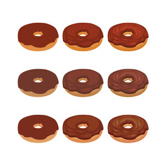A vector drawn chocolate doughnut illustration with various colors and amount of details