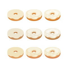 A vector drawn vanilla doughnut illustration with various colors and amount of details