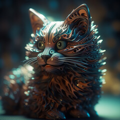 close up of a cat statue. Generative AI
