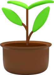 potted plant icon financial planning for investments,3d rendering