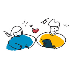 Doodle of business people isolated on transparent background.