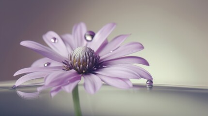close up of violet flower with drops of water. Generative AI