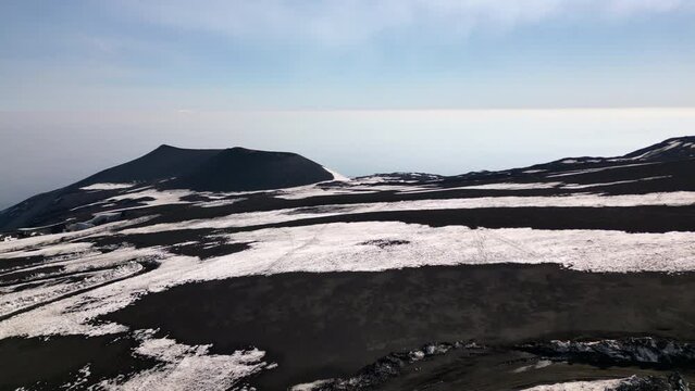 Volcano Etna eruption Aerial 4K drone View of the inside South Eastern Crater of Mount In Sicily, Italy