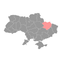 Kharkiv Oblast map, province of Ukraine. Vector illustration.