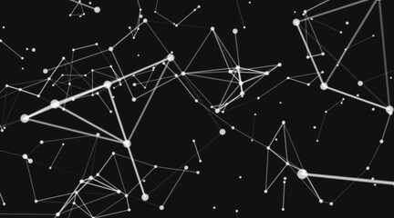 Abstract background. Lines and triangles. Glowing plexus. Geometric background connecting dots as plexus. Digital plexus of glowing lines and dots.