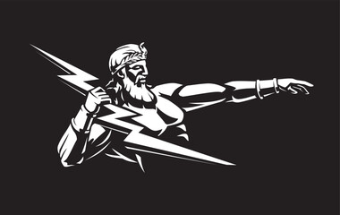 Zeus Charging Lightning Bolt, Greek God Design