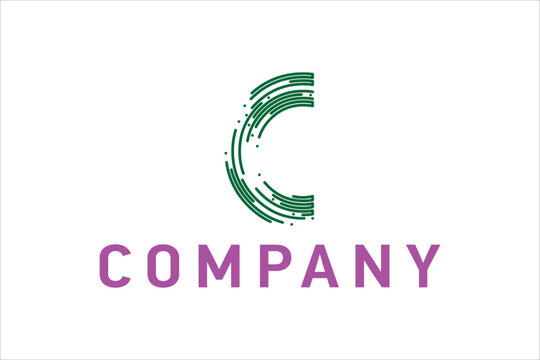 C company logo design with visiting card vector Free Vector