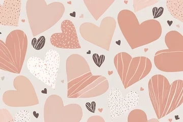 Tafelkleed Heart pattern, seamless romantic love hearts in pink and muted colors. Cute shapes in minimalist style. Generative AI. © Caphira Lescante