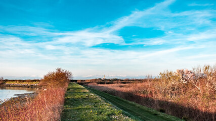 Sanctuary of Barbana in the lagoon of Grado, Italy