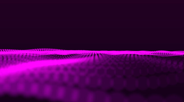 Abstract background with dynamic elements of waves. Dots Wave Abstract Digital Technology Background. Abstract trapcode mir white color dots wave isolated on the black background.