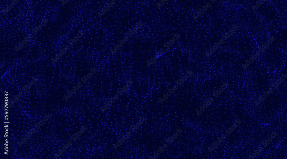 Poster abstract futuristic background. dynamic particles dots wave flowing over dark. technology vector bac