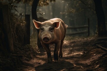 A swine at a rural property. Generative AI