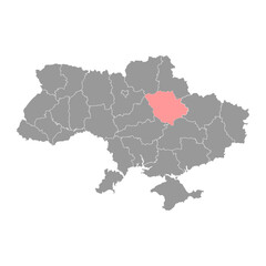 Poltava Oblast map, province of Ukraine. Vector illustration.