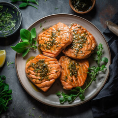 Marinated Salmon Steaks with Tarragon