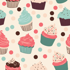 seamless pattern with cupcakes