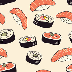 seamless pattern with sushi