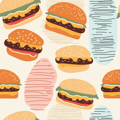 seamless pattern with burgers