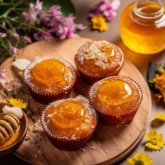 Obraz na płótnie Canvas Muffins drizzled with honey