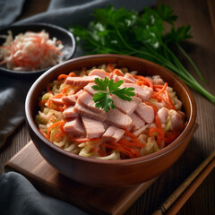 Kohlrabi And Carrot Slaw With Smoked Tuna