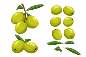 green olives isolated on white background