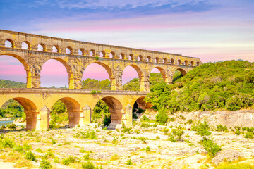 Obraz premium Pont Du Gard, Vers, Brücke, Südfrankreich 