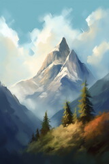 mountains in the snow, Generative AI, Generative, AI