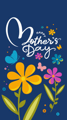 Mother's day card, Happy Mothers day modern calligraphy, writing, social media post, logo, font, card typo, printable design for banner, poster, greeting card, flyers, postcard, mugs typo, vertical