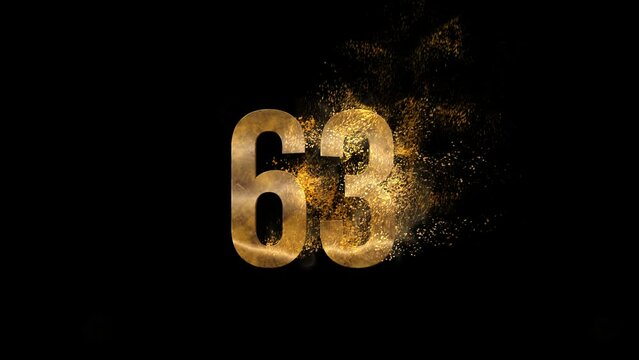Golden number 63 from particles, numbering, sixty three, golden numbers, alpha channel
