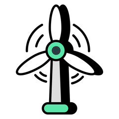 Wind turbine icon, editable vector