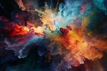 Fototapeta na wymiar Colorful galaxy in abstract space. Generative AI